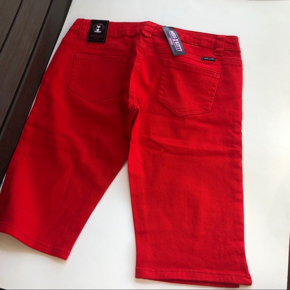 New Miss Kitty couture Red Capri Jeans Size 11 - Picture 6 of 11